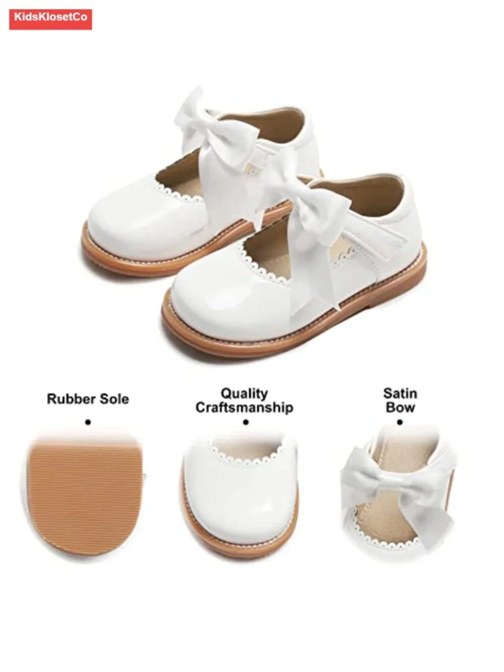Toddler Girls Mary Jane Dress Shoes Ballet Flats with Hook & Loop Closure